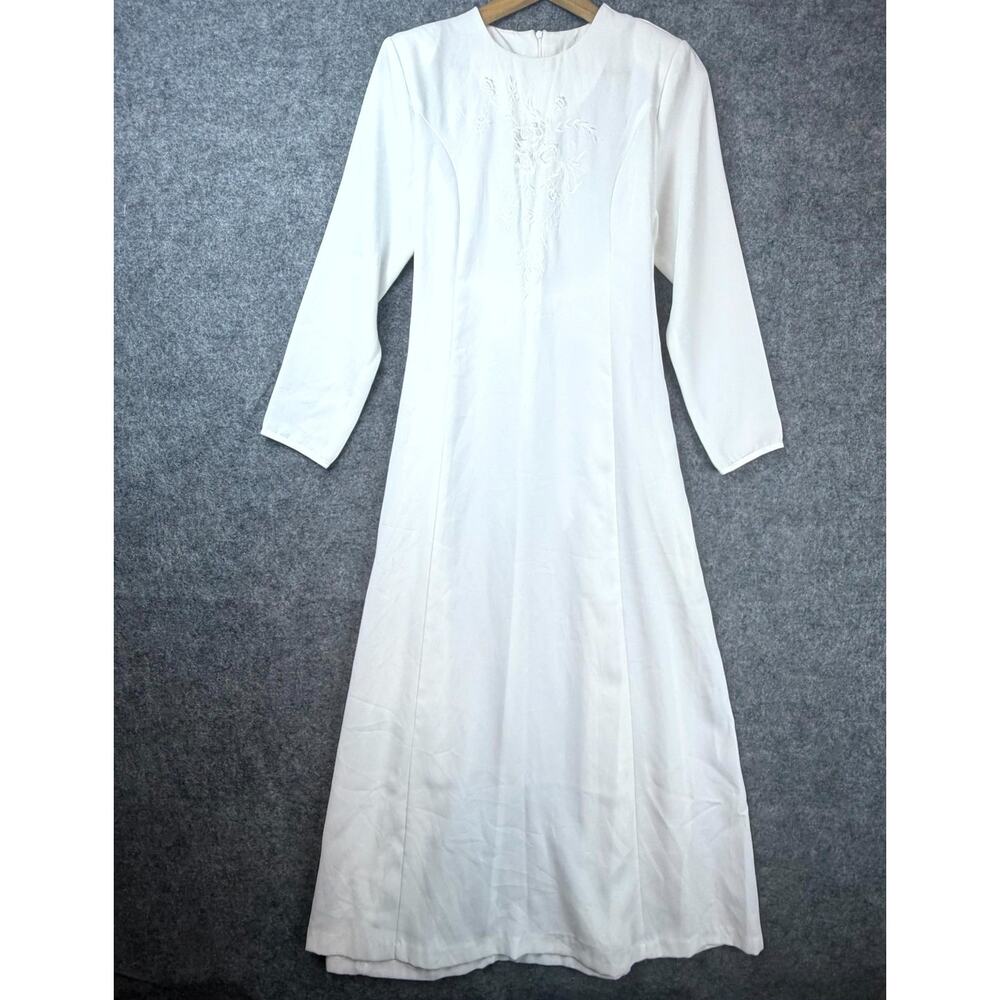 Vintage‎ Jody California Dress Womens 8 Petite White Temple Modest Angel Bridal